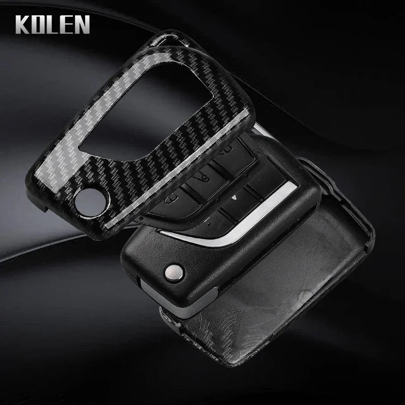 For Toyota Camry RAV4 Forturner Hilux Auris Corolla Avensis Verso Yaris Aygo Scion TC ABS Carbon Fiber Style Car Key Case Cover