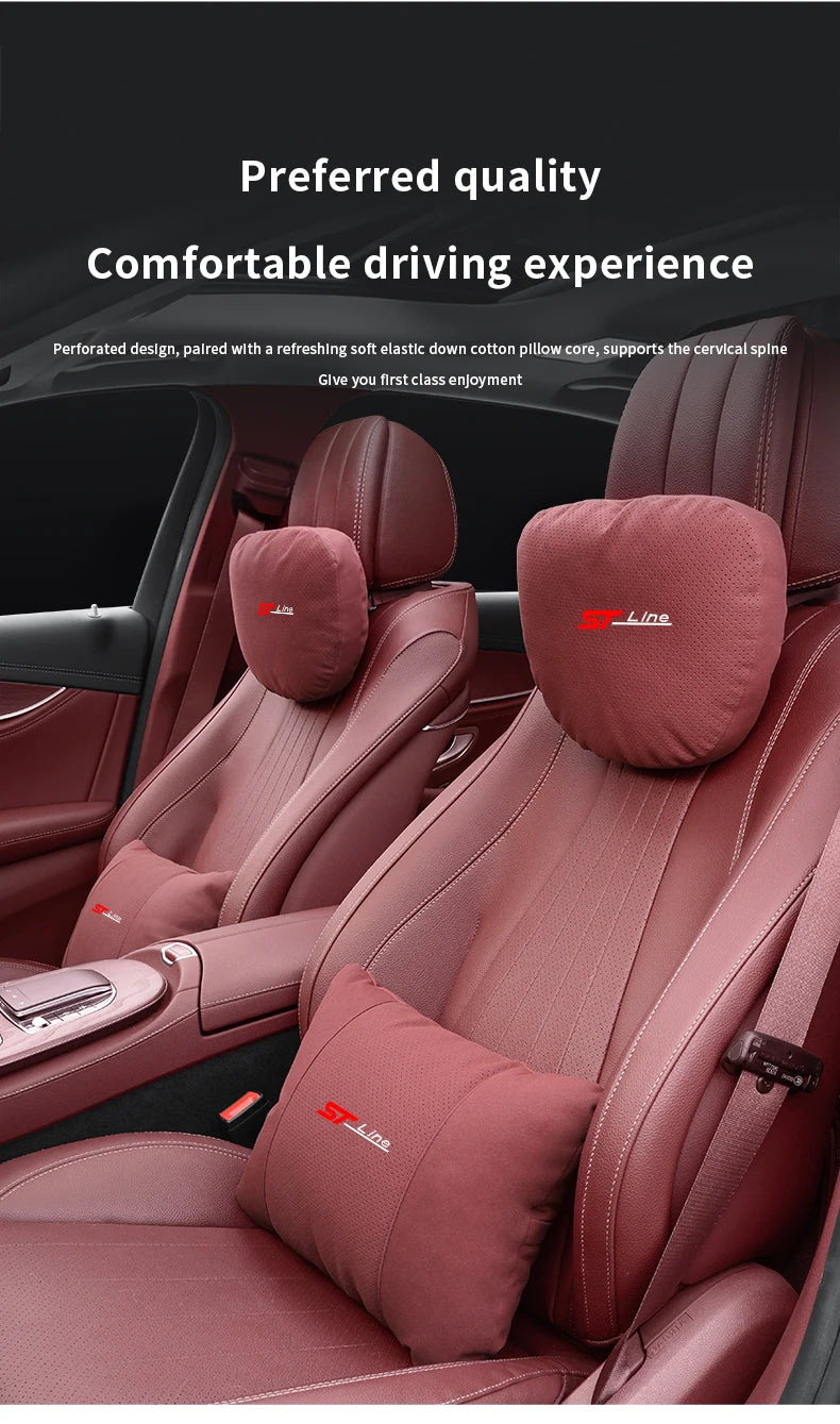 For Ford STline Focus Mondeo Explorer Edge Fiesta Fusion Kuga Escape Auto Headrest Neck Support Lumbar Cushion Soft Neck Pillow