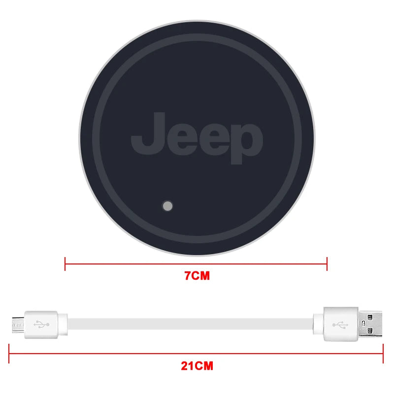 2Pcs LED Car Luminous Water Cup Pad Atmosphere Light Auto Accessories For Jeep Wrangler Renegade Compass Gladiator Cherokee Patr
