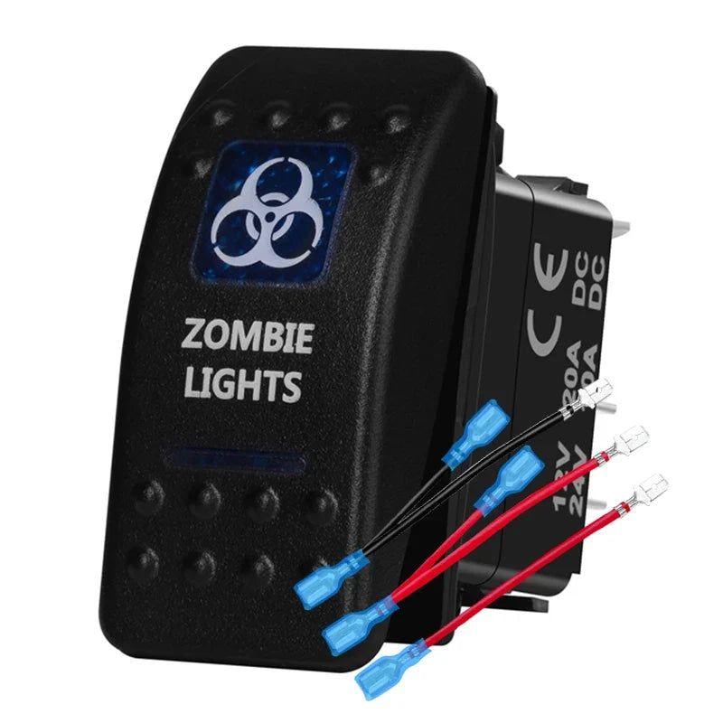 12v/24v Blue Led Light 5 Pin On Off SPST Rocker Switch 7 Pin On Off On ARB Carling Style Car Boat Waterproof Push Switch