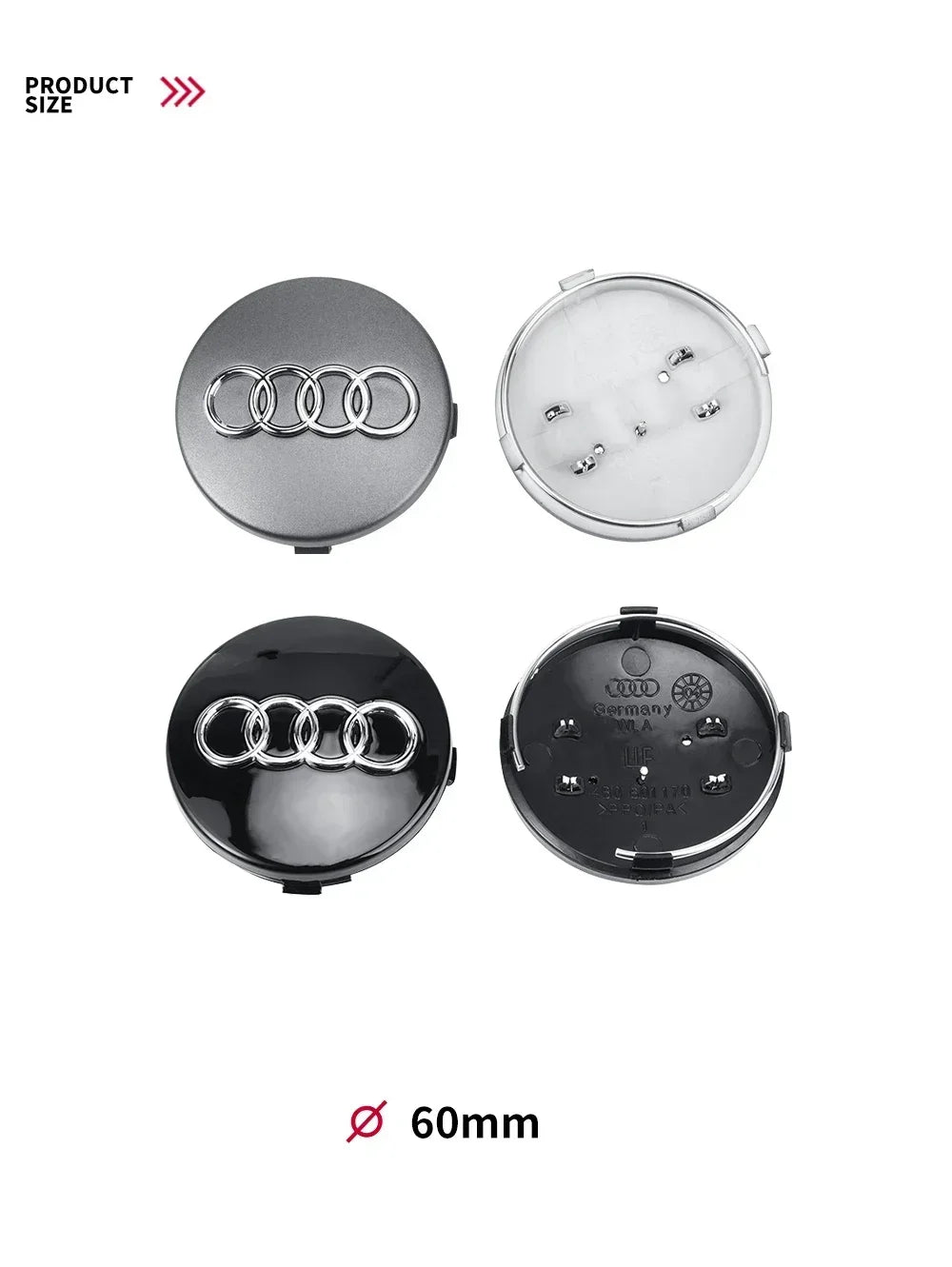 For Audi 4pcs 60mm Car Styling Audi Wheel Center Cap Emblem Hub Covers Badge For Audi B5 B6 B7 B8 B9 D3 Q3 Q5 Q7 TT A1 A3 A4 A5