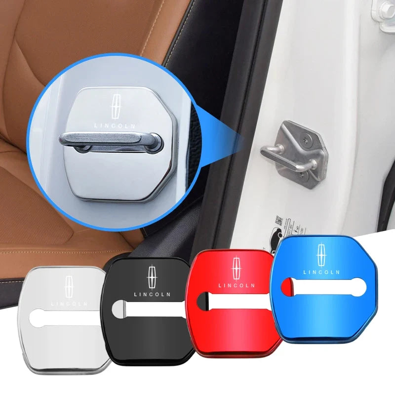 4PCS Car Door Lock Cover Stainless Steel Protection Accessories For Lincoln Continental MKZ Town-car Navigator MKX Energy Zephyr