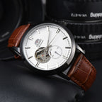 Orient Double Lion Watch Japanese Fully Automatic Mechanical Watch Hollowed Out Business Men's Watch Leather Strap