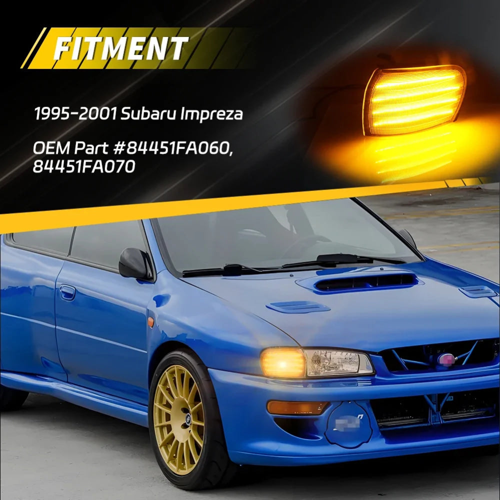 2X Front Corner Side Marker Light Parking Light Turn Signal Light LED For 1995 1996 1997 1998 1999 2000 2001 Subaru Impreza WRX