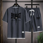 2026 Men's summer suit high quality round neck men's T-shirt 2 pieces shorts running quick dry leisure quick dry.