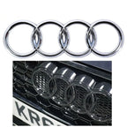 Audi 4-Ring logo ABS Silver/Black Car Hood Front Bonnet Grill Rear Trunk Emblem Badge Sticker For  A3 A4 A5 A6 A7 Q2 Q3 Q5 Q8 TT