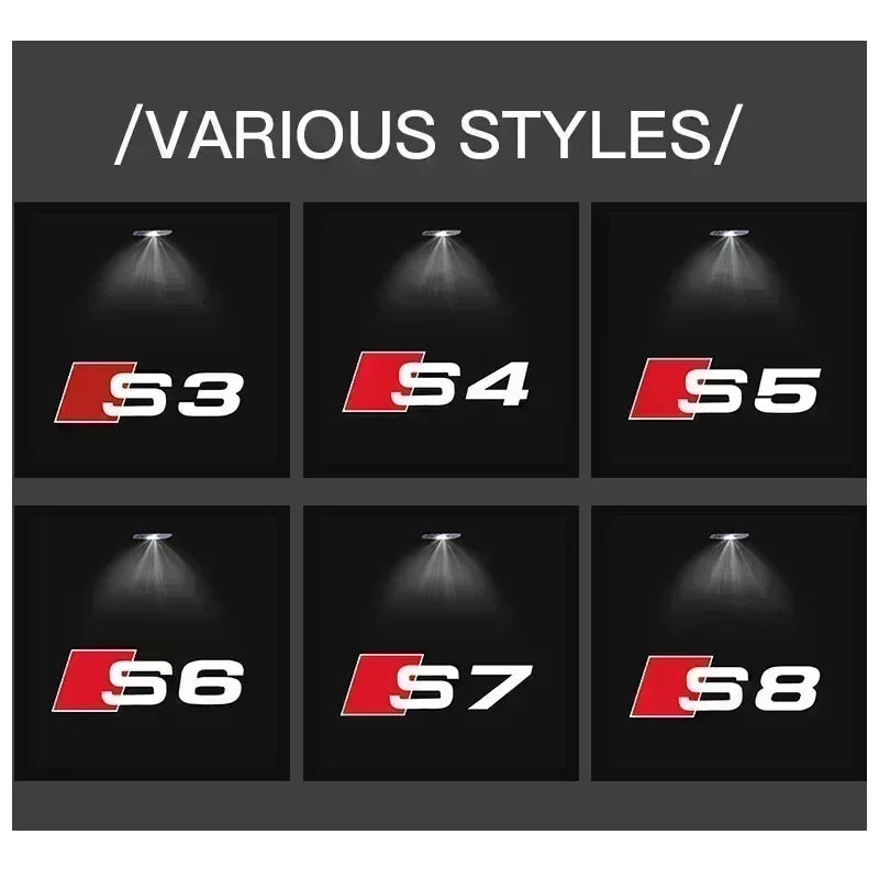 2PCS LED Car Door Welcome Logo Light Projector Lamp For Audi Sline S3 S4 S5 S6 S7 RS Quattro Q7 Q5 Q3 A4 B8 8P A3 A6 C7 A5 A6