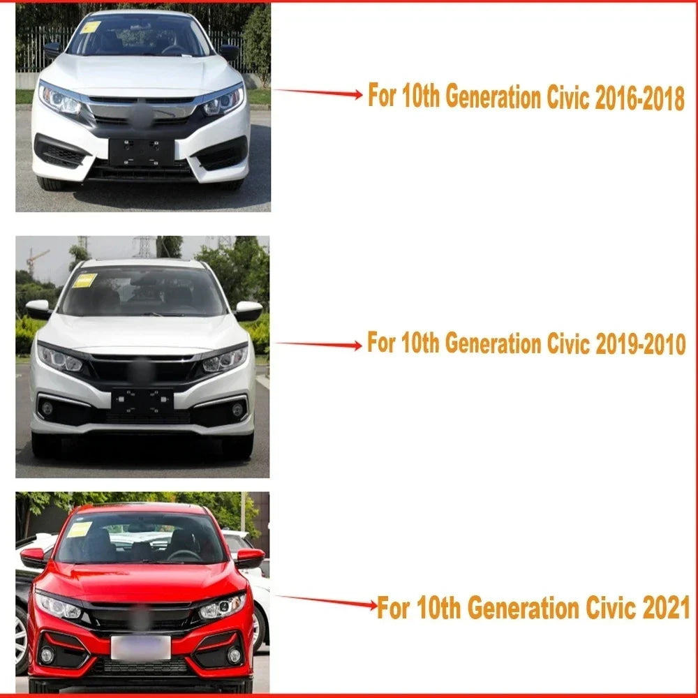 For Honda Civic 10th Gen 2016-2021 Front Grille Racing Grill Net Car Grid Splitter Upper Bumper Hood Mesh Grills