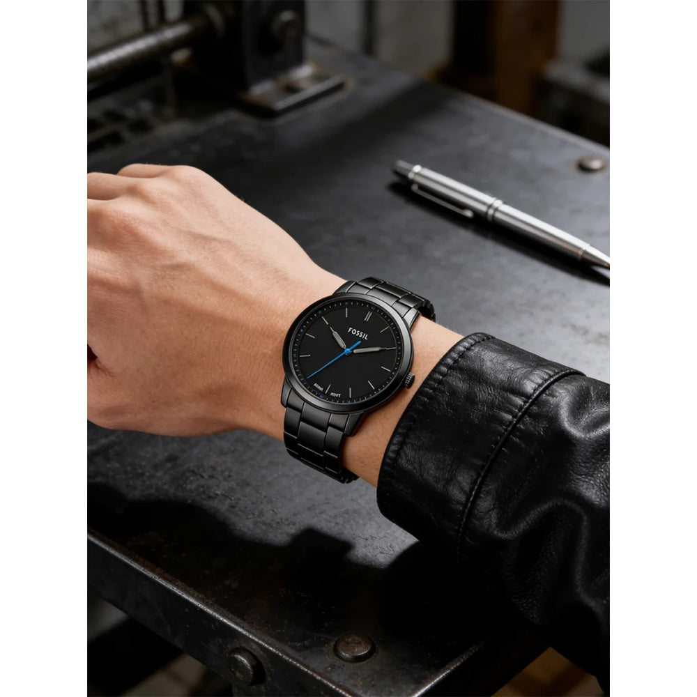 Fossil Minimalist Men's Quartz Watch Ultra Thin Black Stainless Steel Business Luxury Waterproof Wristwatch FS5308