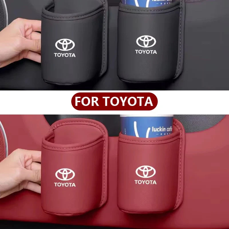 For Toyota Car Door Water Cup Holder Back Seat Drink Rack Leather Storage  Corolla Yaris Prius Camry Auris Avensis car sticker