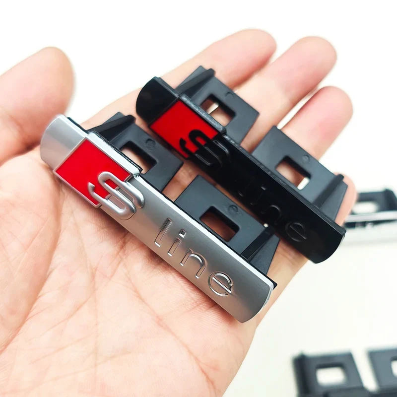 3D Metal Logo Sline Emblem Car Fender Side Sticker Front Grill Badge For Audi A3 A4 A5 A6 A7 S3 S4 S5 S6 TT S Line Accessories
