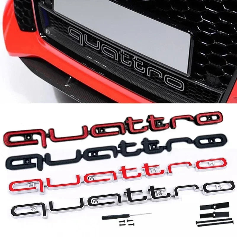 1Pc Audi Quattro Front Grille Emblem 3D ABS Car Emblem Sticks For A3 A4 A5 A6 A6L A8 Q3 Q5 Q7 S3 S4 S5 RS3 RS4 RS6 Accessories