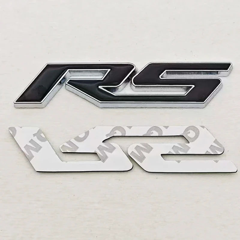 3D Metal RS Logo Sticker Front Grill Emblem Rear Trunk Badge For Chevrolet Onix Blazer lumina Camaro Cruze Monza Car Accessories