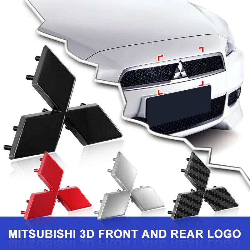 Car Logo Front Bonnet Hood Rear Tail Trunk Emblem Auto Accessories For Mitsubishi ralliart Lancer 9 10 ASX Outlander Pajero L200