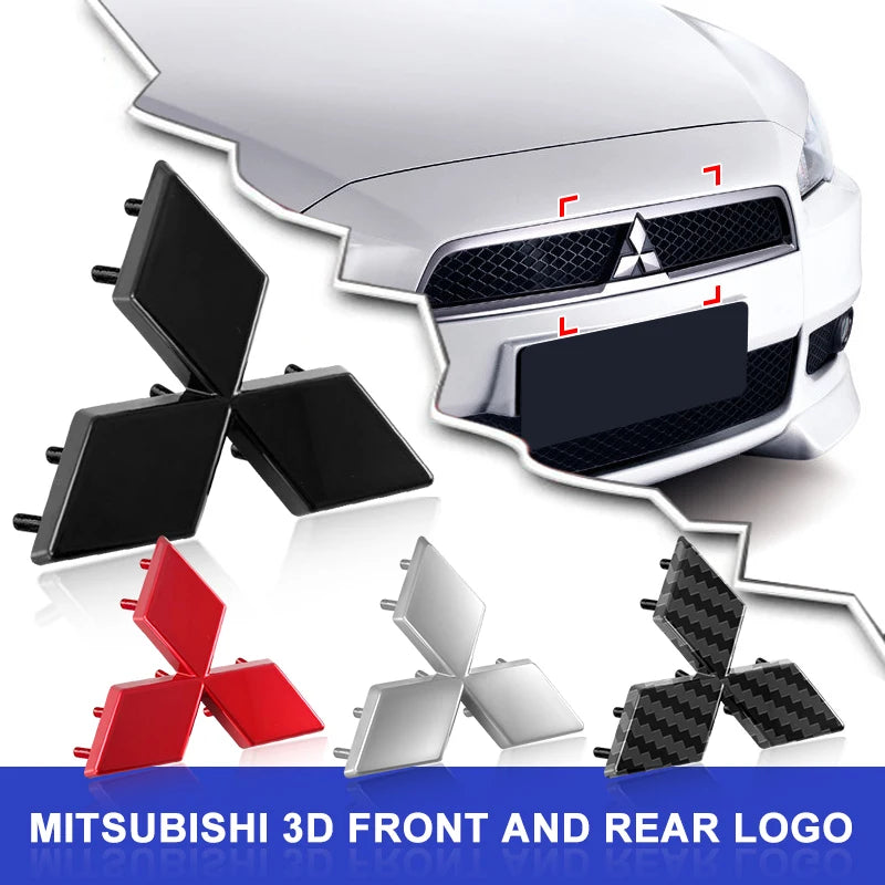 Car Logo Front Bonnet Hood Rear Tail Trunk Emblem Auto Accessories For Mitsubishi ralliart Lancer 9 10 ASX Outlander Pajero L200