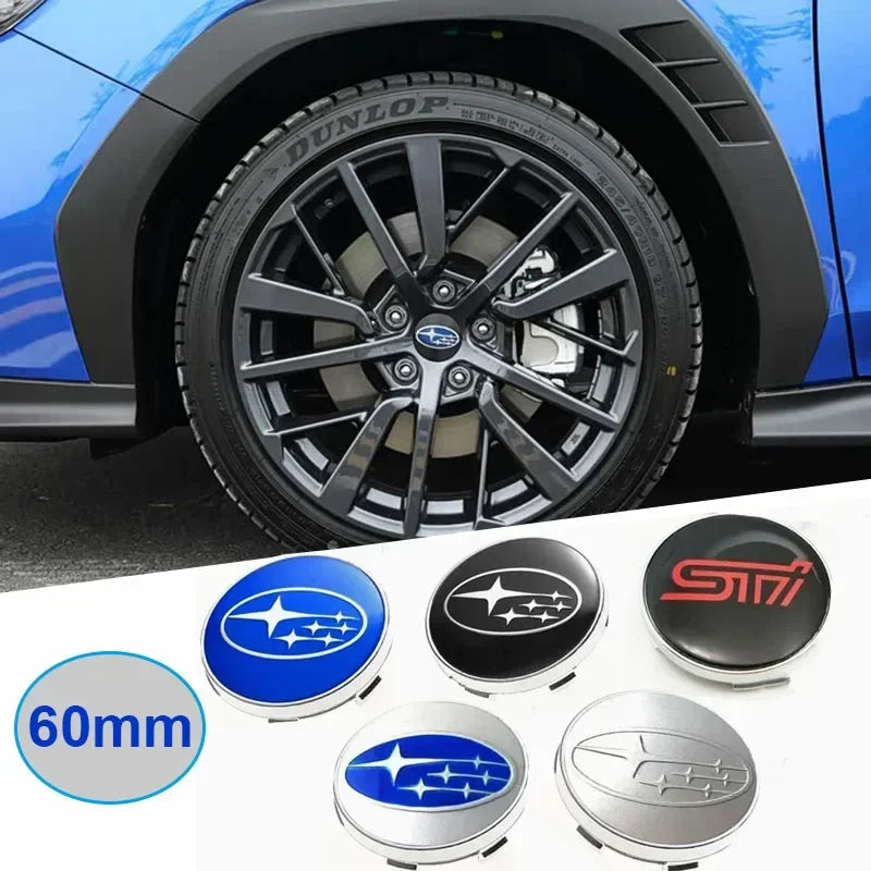 For Subaru ASCENT BRZ FORESTER IMPREZA XV WRC WRX LEGACY OUTBACK STI 4pcs 60mm Car Wheel Center Covers Tire Hub Caps Decoration