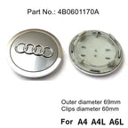 Audi 4pcs 60mm 61mm 68mm 69mm 123mm Car Styling Wheel Center Cap Hub Covers Badge for Audi A3 A4 A5 A6 A7 A8 S4 S6 Sticker