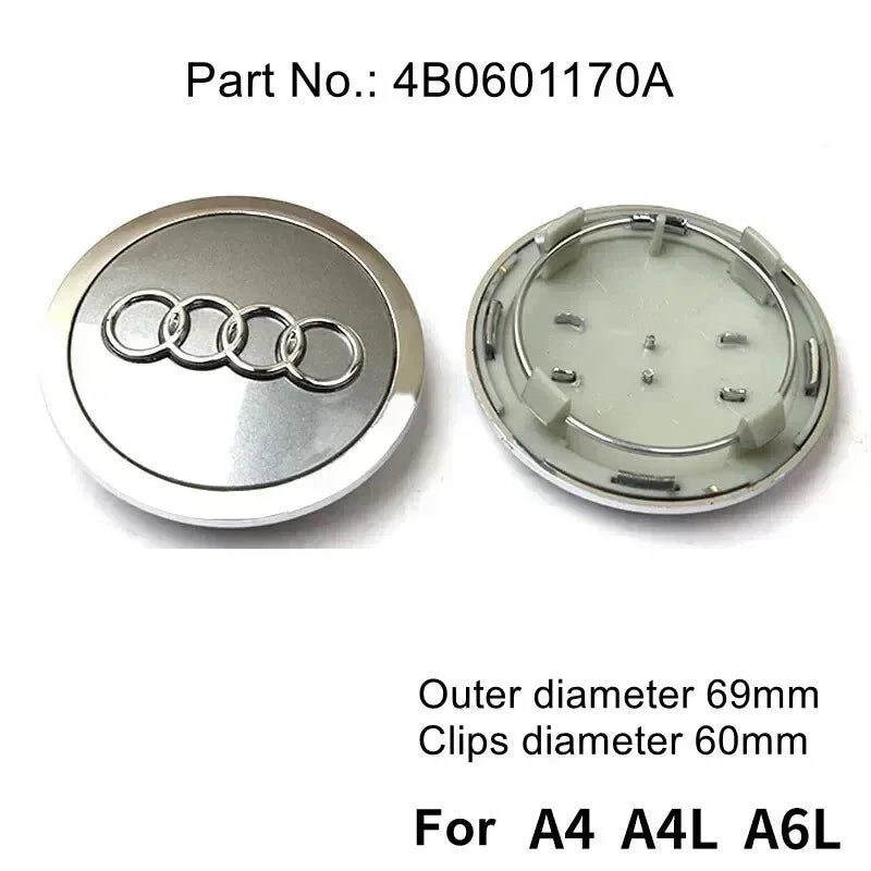 Audi 4pcs 60mm 61mm 68mm 69mm 123mm Car Styling Wheel Center Cap Hub Covers Badge for Audi A3 A4 A5 A6 A7 A8 S4 S6 Sticker