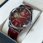 Orient Men's Automatic Open Heart Watch Blue Dial Stainless Steel Band Casual Dress Wristwatch 30M Water Resistant Fashion Watch