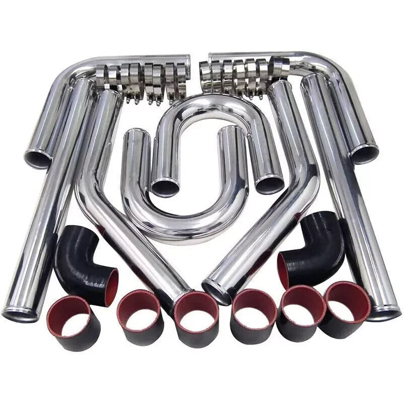 2 Inch Universal Turbo Intercooler Piping +Silicone Coupler + Clamp Kit Aluminum