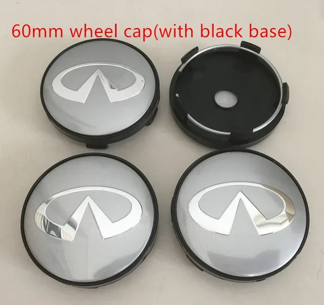 4pcs 56mm 60mm 65mm 68mm infiniti Car Wheel hub Center Cap Badge covers emblem sticker Styling accessories