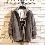 Autumn and Winter New Fleece Thicken Large Size Casual Loose Sweater Men's Jacket Stand-up Collar Cardigans