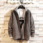 Autumn and Winter New Fleece Thicken Large Size Casual Loose Sweater Men's Jacket Stand-up Collar Cardigans