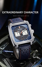 MEGIR 2182 Luxury Fashion Sports Chronograph Multi-Functional Military Leather Date Wristwatches for Men Relogio Masculino