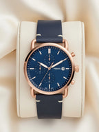 Fossil FS5404 Men Quartz Watch Chronograph Genuine Leather Strap Rose Gold Casual Business Wristwatch Relogio Masculino
