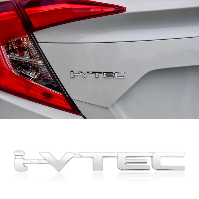 3D Metal Ivtec Letter Emblem Badge Decal Car Styling For Honda Civic Logo Car Rear Tail Trunk Stickers Decals Auto Accessories