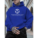 2025Men'S Hoodie with "TOMORROWLAND" Graphic - Casual Pullover Sweatshirt Long Sleeve Regular Fit Fall/Winter Casual Wear Hoodie