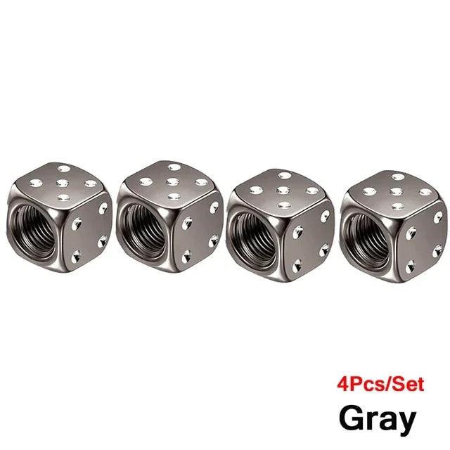 Aluminum Dice Tire Valve Caps Dustproof Car Truck Motocycle Bike Dice Wheel Stem Tyre Tire Wheel Stem Air Valve Dust Cap Cover