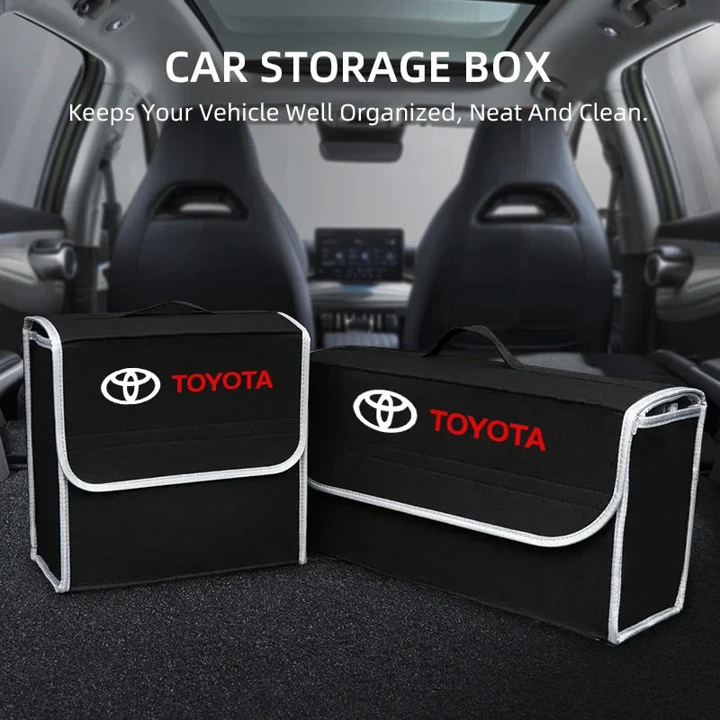 Car interior sticker Car Trunk Storage Box Foldable Felt Organizer Stowing Tidying Box For Toyota Corolla Camry rav4 Yaris hilux