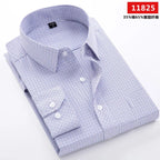 Men's long-sleeved shirt loose version flat hem striped business formal middle-aged and elderly straight shirt