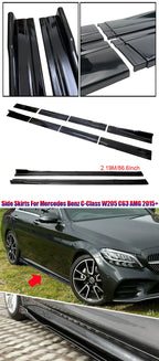 For 2015+ Mercedes-Benz Accessories W205 C63 C43 4Doors AMG C-Class Side Skirt Extension Diffusor 8Pcs ABS Lip
