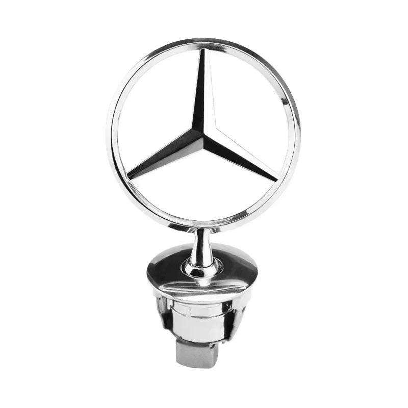 44mm 3D Metal Blue Chrome Star Bonnet Hood Logo Emblem Badge for Mercedes Benz W205 W204 AMG GLC CLA Interior Moulding LBMSLK