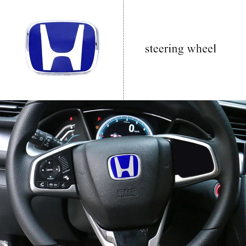 Car Logo Badge Front Grille Trunk Steering Wheel Decoration Accessories For Honda Fit GK5 HRV Vezel Accord Civic Cars Emblem