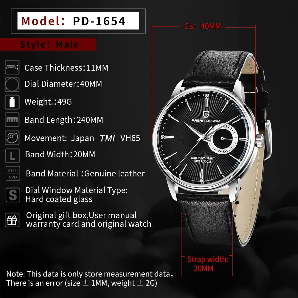 2026 New PAGANI DESIGN 40mm Men's Quartz Watch Luxury Business Sports Edition 100m Waterproof reloj hombre