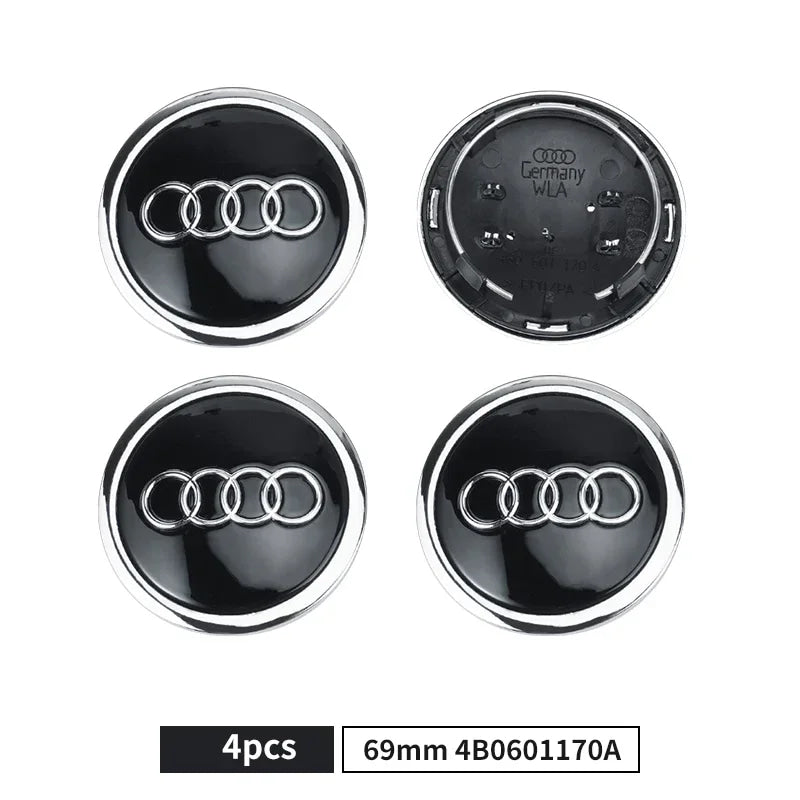 For Audi A8 A5 A6 C5 C6 C7 A7 A1 A3 A4 B5 Q3 Q5 Q7 TT 4pcs 60mm 61mm 68mm 69mm Car Wheel Hub Center Caps Rim Cover Accessories