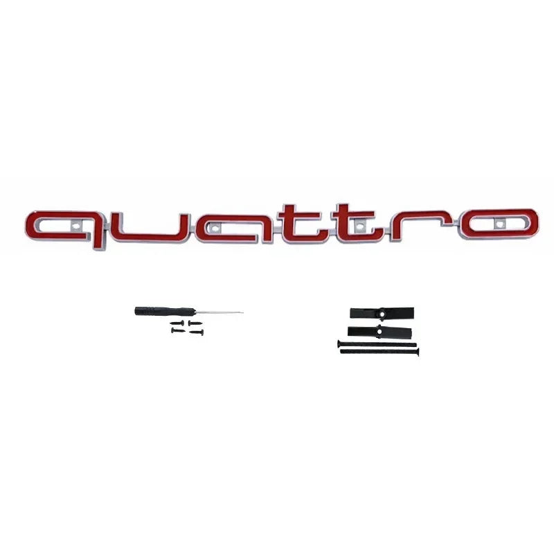 1Pc Audi Quattro Front Grille Emblem 3D ABS Car Emblem Sticks For A3 A4 A5 A6 A6L A8 Q3 Q5 Q7 S3 S4 S5 RS3 RS4 RS6 Accessories