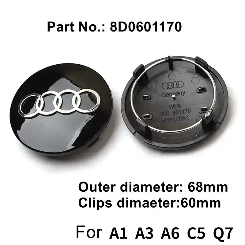 4pcs AUDI 60/61/68/69/77MM/135MM Car Wheel Center Hup Cap Cover for A6L A7 A8 A3 A4 A5 A6 S3 S4 Q3 Q5 Q5L Q7 RS3 RS4 RS5 RS6 TT