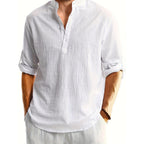 Camisa de lino de manga larga de moda casual para hombres Ropa de hombre transpirable cómoda y elegante