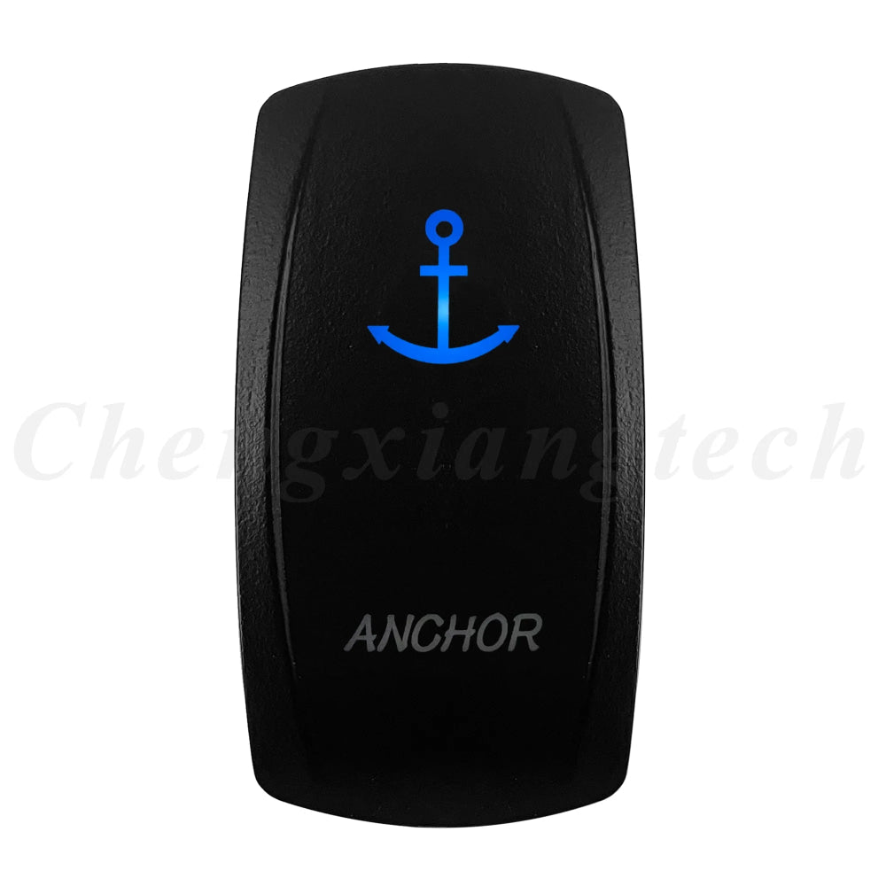 12V 20A Blue Led Car Boat Laser Rocker Switch ON OFF, (ON) OFF, ON OFF ON, (ON) OFF ON, (ON) OFF (ON) Waterproof
