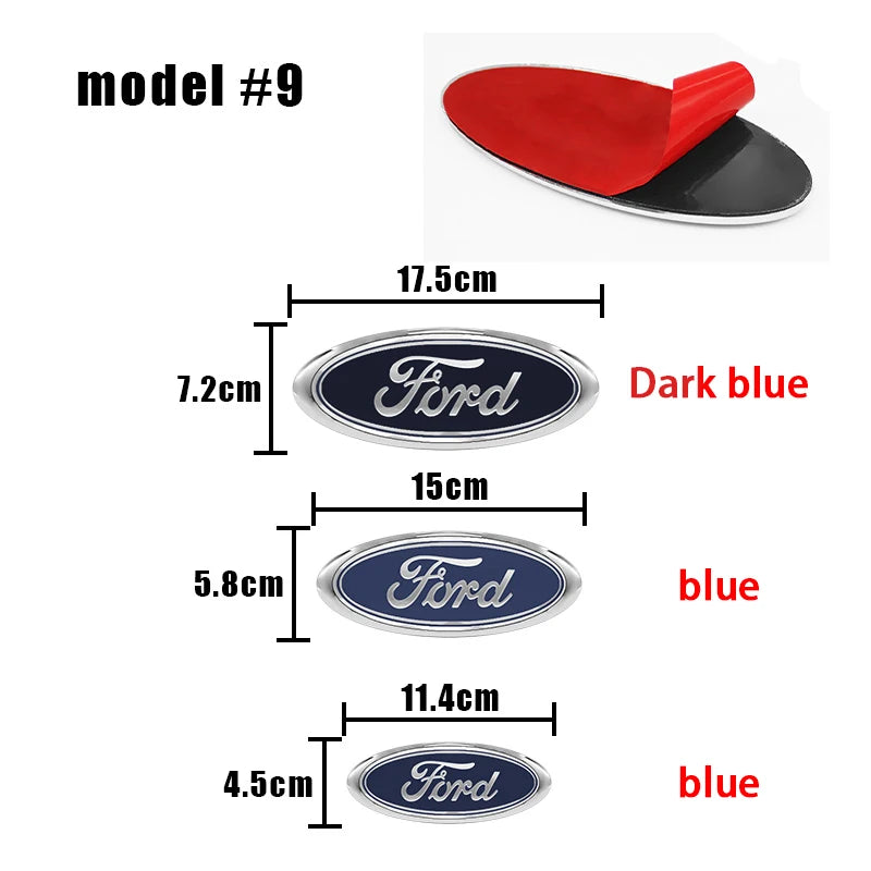 114mm/150mm/175mm Car Front Hood Emblem for Ford Fiesta Range Focus Mondeo Explorer Fusion Transit Edge Auto Rear Trunk Sticker