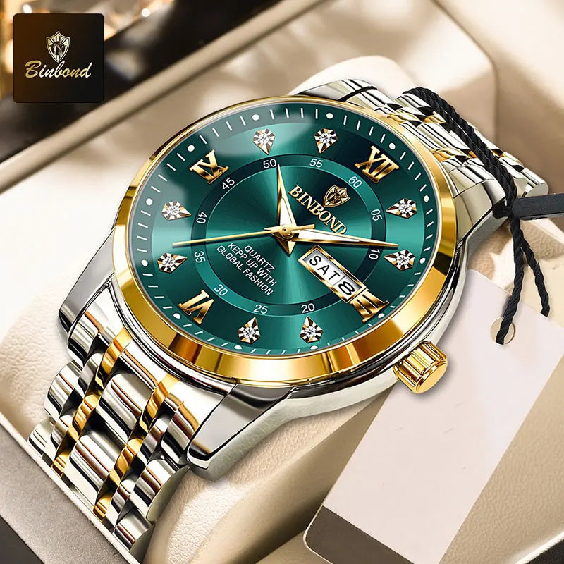 BINBOND Top Brand Luxury Fashion Watch Men 3ATM Waterproof Date Clock Sport Watches Mens Quartz Wristwatch Relogio Masculino