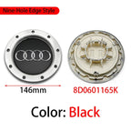 ABS 14.6CM 9 Hole Black Gray Hub Cap For Audi TT A2 A3 A8 S6 Q7 RS6 Badge Logo Hub Cap Accessories Car Large Hub Center