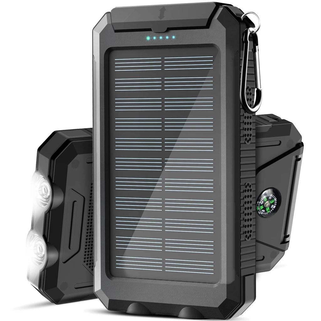 Banco de energía solar de 38800 mAh con cable incorporado, fuente de alimentación móvil universal liviana y de gran capacidad para teléfonos móviles
