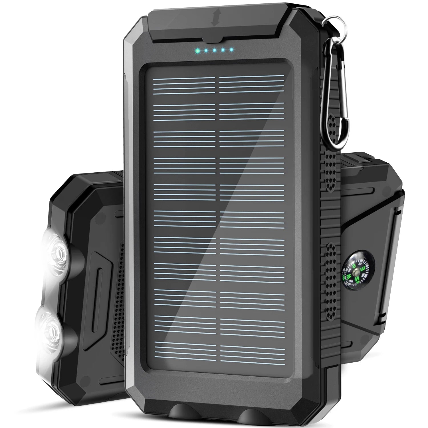 Banco de energía solar de 38800 mAh con cable incorporado, fuente de alimentación móvil universal liviana y de gran capacidad para teléfonos móviles