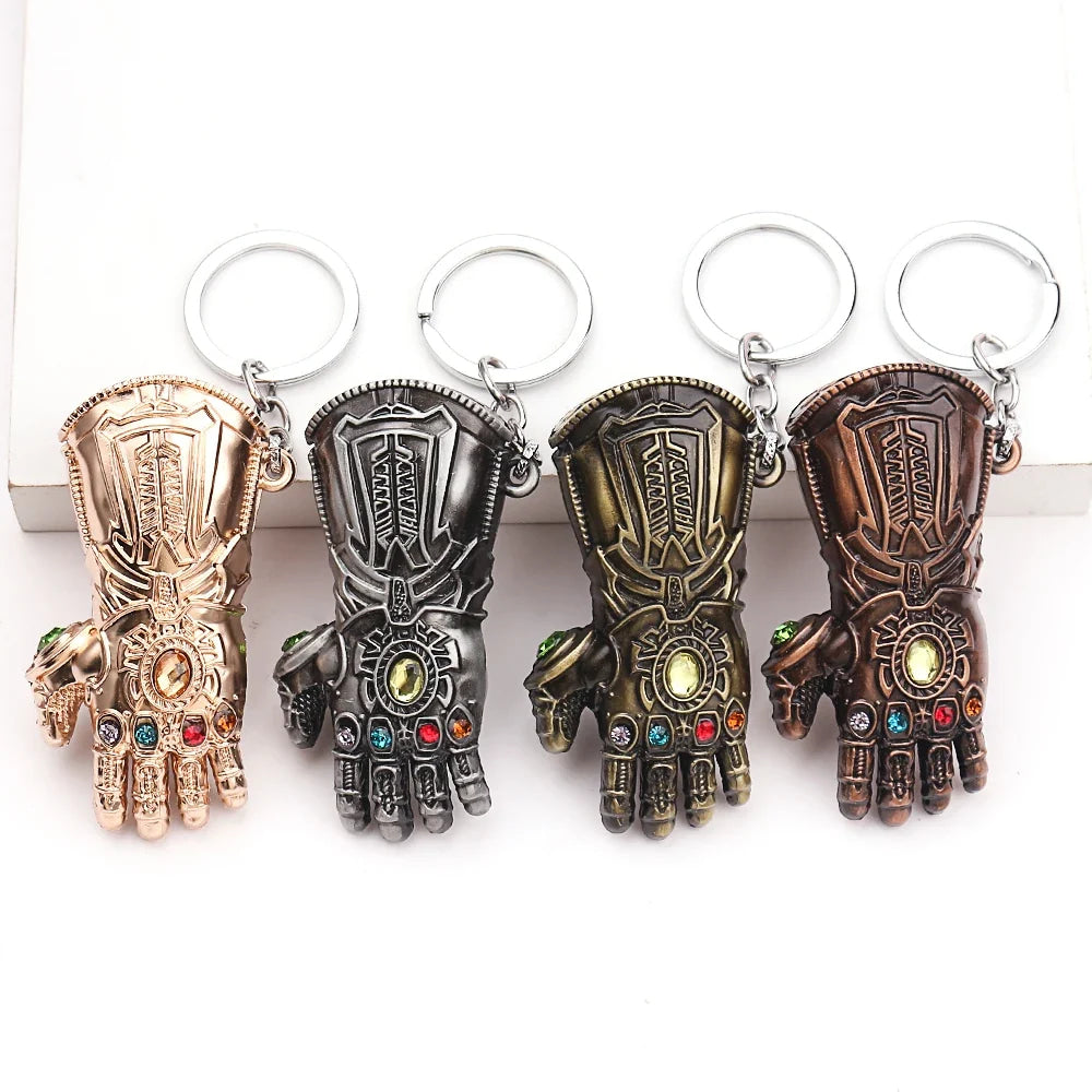 Movies The Avengers Thanos Infinity Gauntlet Bottle Opener Keychain Backpack Accessories Kids Keyrings Holder Pendant Gift
