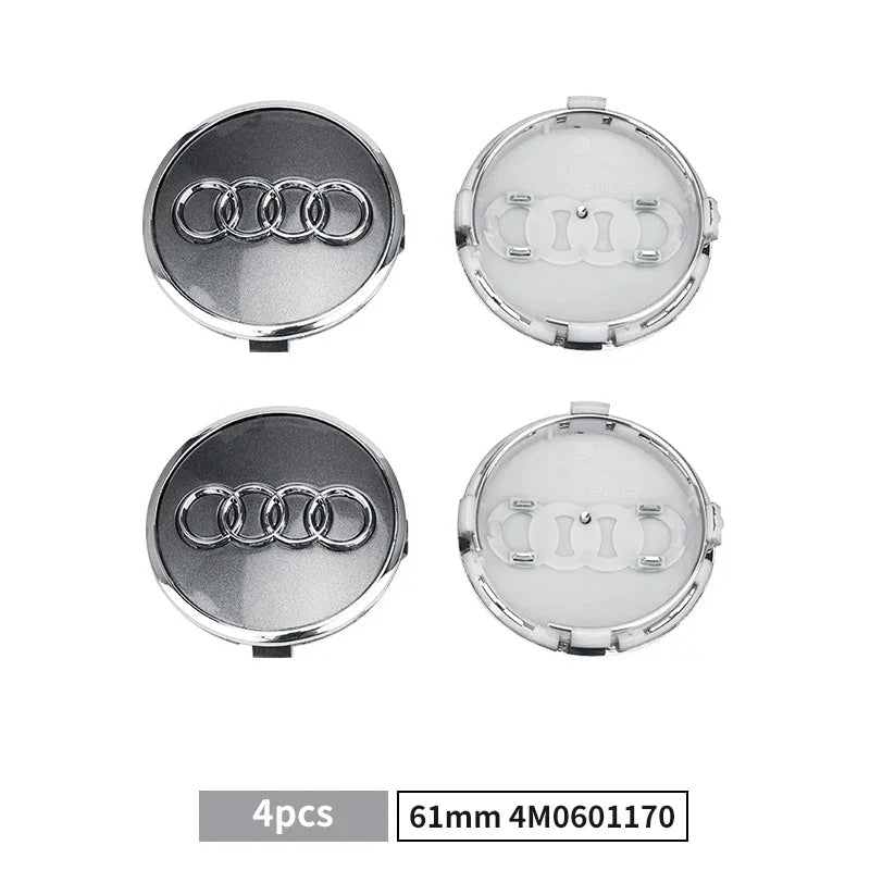 For Audi A8 A5 A6 C5 C6 C7 A7 A1 A3 A4 B5 Q3 Q5 Q7 TT 4pcs 60mm 61mm 68mm 69mm Car Wheel Hub Center Caps Rim Cover Accessories